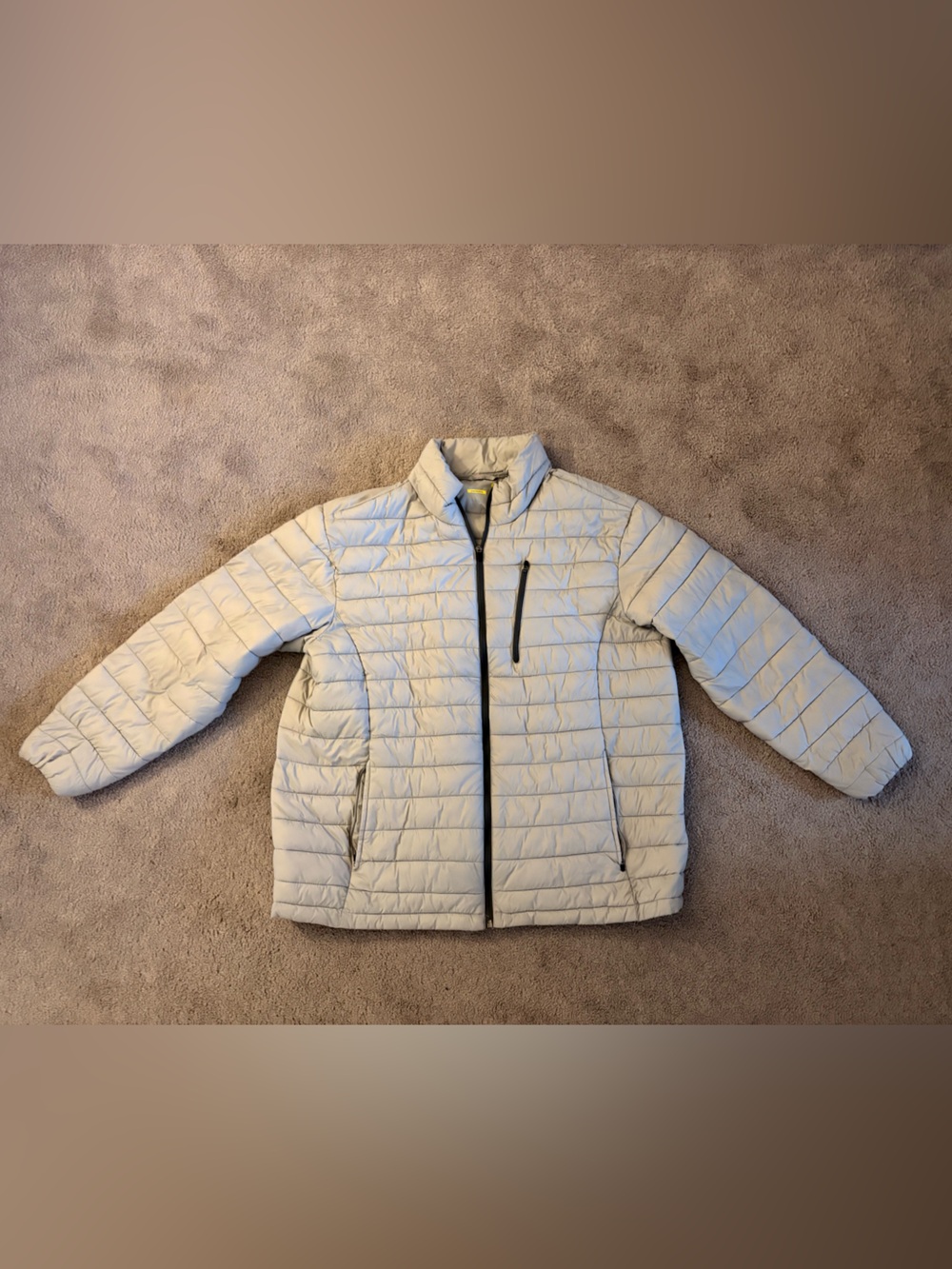 Xersion Men's Quilted Puffer Jacket - Light Gray